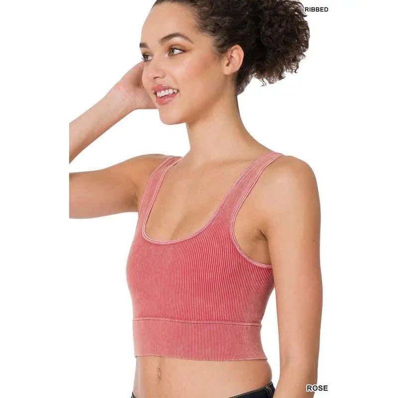 Washed ribbed square neck cropped - LECCE