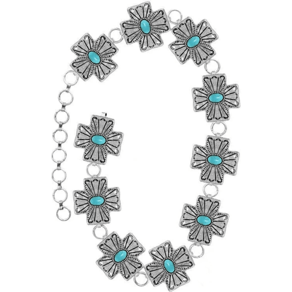 Western aztec cross gemstone fashion chain belt - LECCE