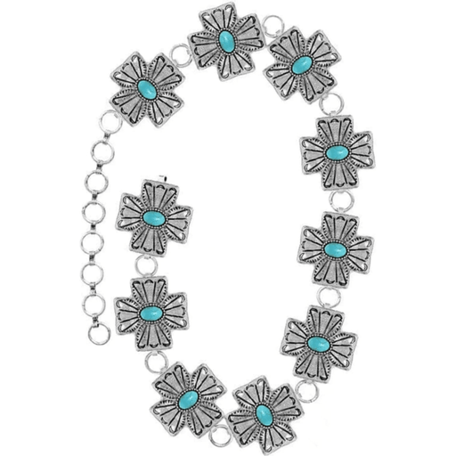 Western aztec cross gemstone fashion chain belt - LECCE