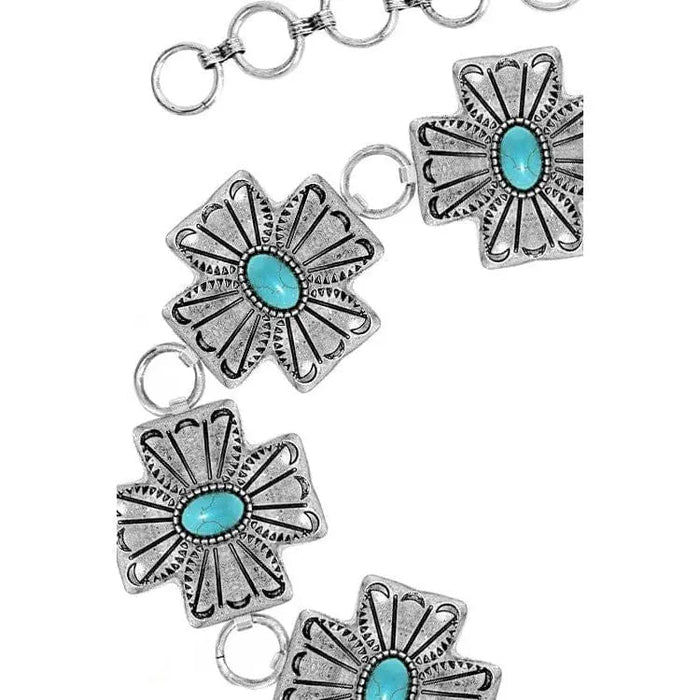 Western aztec cross gemstone fashion chain belt - LECCE