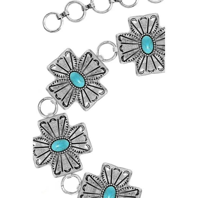 Western aztec cross gemstone fashion chain belt - LECCE