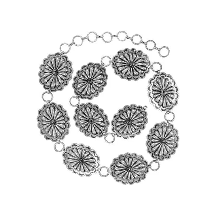 Western concho flower casting fashion chain belt - LECCE