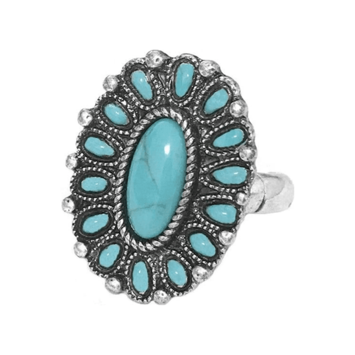 Western Concho Flower Gemstone Epoxy Ring - LECCE
