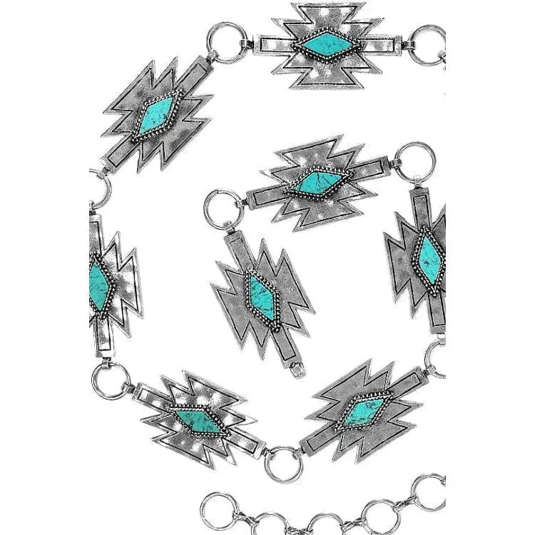 Western concho style anzac gemstone chain belt - LECCE