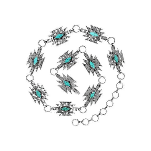 Western concho style anzac gemstone chain belt - LECCE