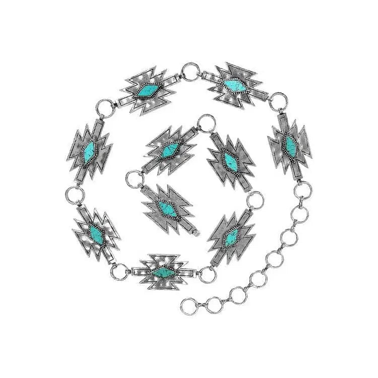 Western concho style anzac gemstone chain belt - LECCE