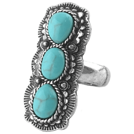 Western concho style gemstone stretch ring - LECCE