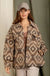 Women's Aztec Pattern Collared Jacket - Southwestern Button - Down Casual Coat - LECCE