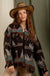 Women's Aztec Pattern Collared Jacket - Southwestern Button - Down Casual Coat - LECCE