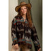 Women's Aztec Pattern Collared Jacket - Southwestern Button - Down Casual Coat - LECCE