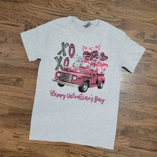 XOXO Pink Truck Valentine's Graphic Tee - LECCE