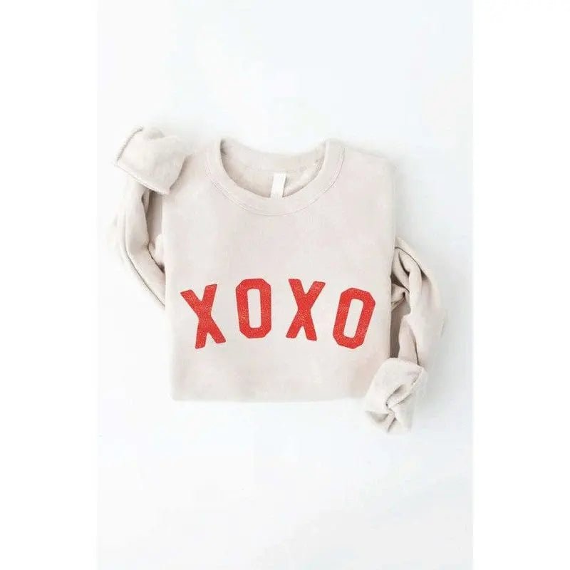 XOXO Silver Glitter Graphic Pullover - LECCE