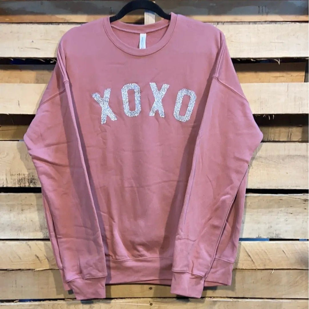 XOXO Silver Glitter Graphic Pullover - LECCE