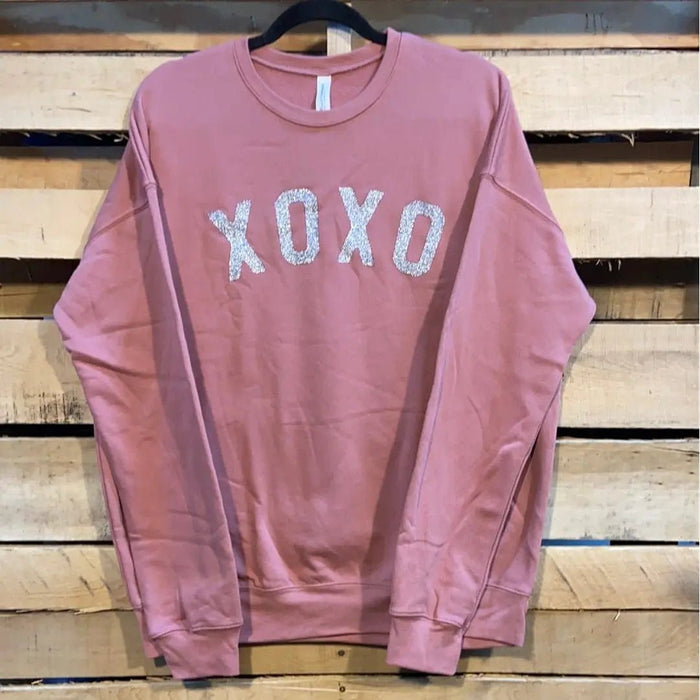 XOXO Silver Glitter Graphic Pullover - LECCE