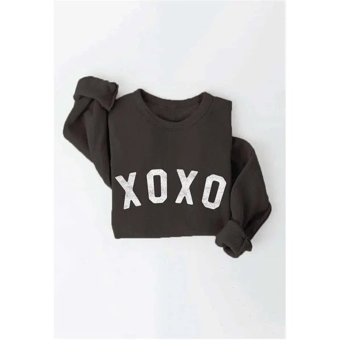 XOXO Silver Glitter Graphic Pullover - LECCE